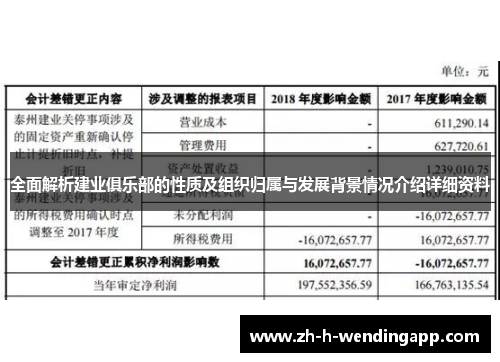 全面解析建业俱乐部的性质及组织归属与发展背景情况介绍详细资料